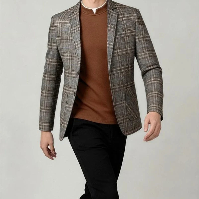 2026 Spring Autumn New Men's Business Casual Plaid Blazer Wrinkle-Free Suit Jacket Youth Single Suit Outerwear Spring Wear