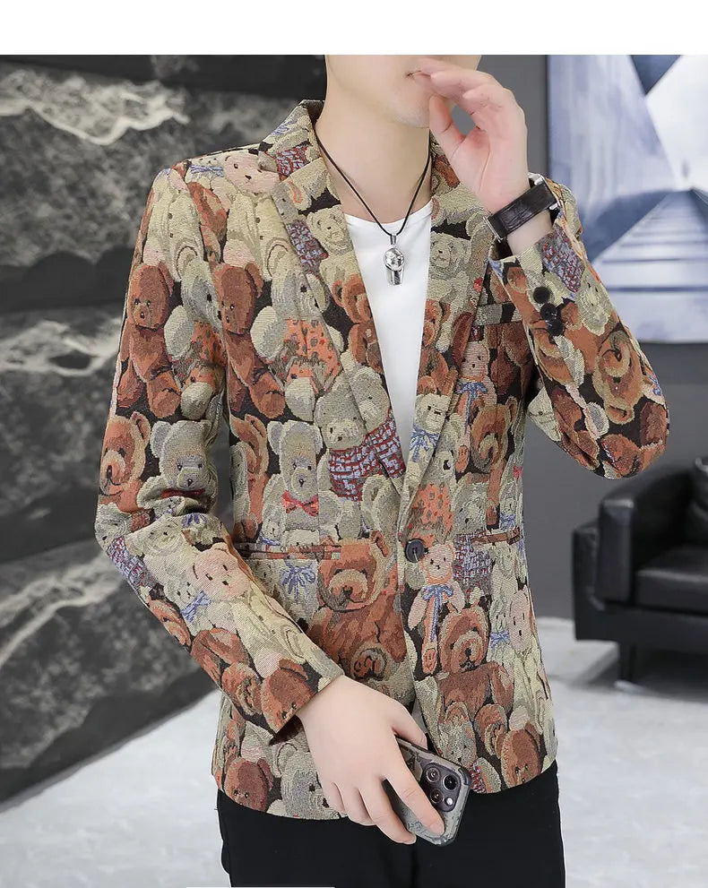 Blazer Men's fashion outdoor travel gentleman wedding Slimming Business versatile Trendy Casual Korean-style formal wear Blazer