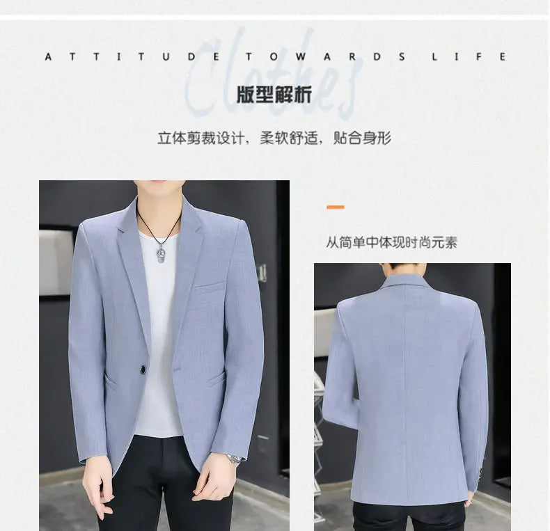 Blazer Men's Fashion Business Gentleman Groom Professional Gentleman Form-fitting Versatile Casual Formal Wear High-end Blazer