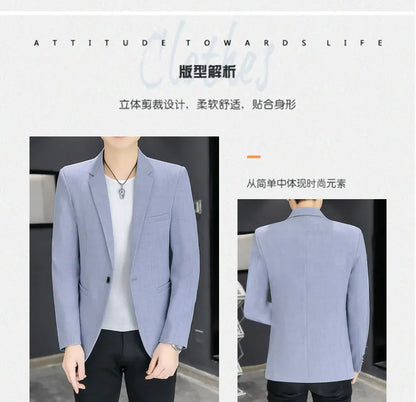 Blazer Men's Fashion Business Gentleman Groom Professional Gentleman Form-fitting Versatile Casual Formal Wear High-end Blazer