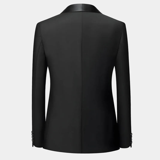 Men Suit 3 Pieces Black Single Button With Bright Lapel For Wedding Groom Banquet Party Business Work Set Jacket Vest Pants