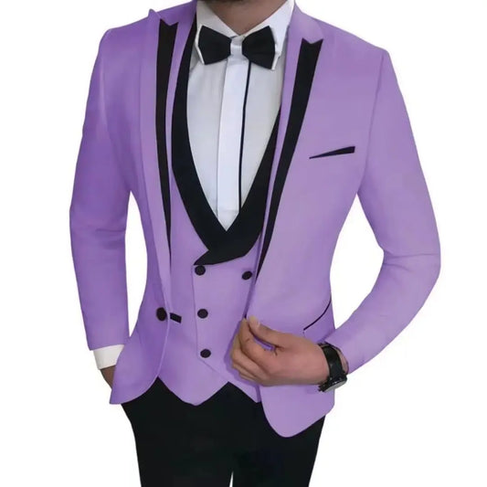 3 Piece Men's Wedding Suit Set - Blazer Vest Pants Groomsmen Banquet Formal Wear New Collection