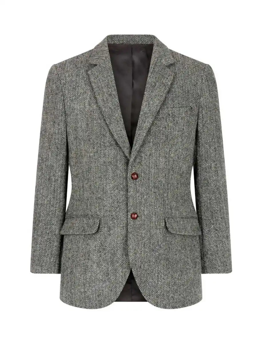 Casual Business Men Suits Blazer Slim Fit Tweed Herringbone Groom Suits Jacket For Wedding Single Breasted Jacket Tops One Coat