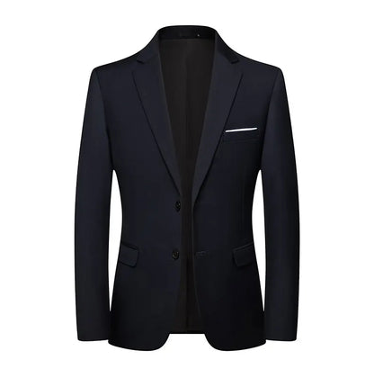 Blazer Fashion Men Business Casual Solid Color British Style Wedding Gentleman Slim Professional Formal Suit Blazer