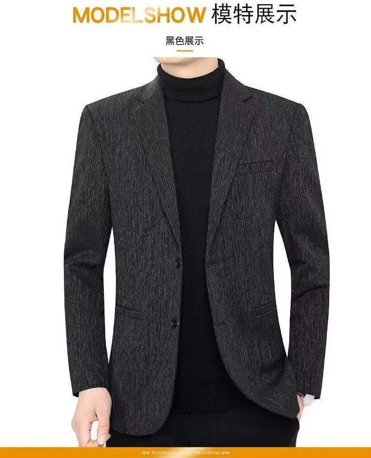 Men's Smart Casual Blazer Single Breasted Spring Autumn Jacket Black Dark Blue