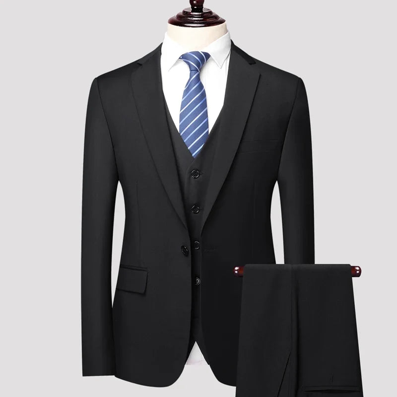 Men's 3-Piece Suit Set Single Breasted Smart Casual Formal Wear for Travel & Business – Available in S to 4XL