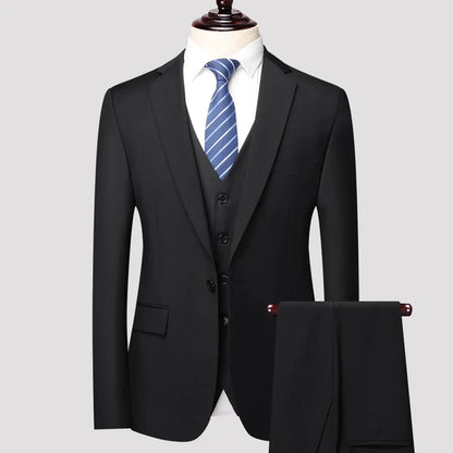 Men's 3-Piece Suit Set Single Breasted Smart Casual Formal Wear for Travel & Business – Available in S to 4XL