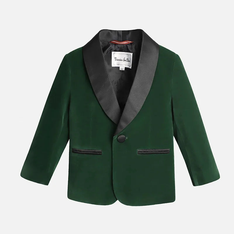 Boys Formal Suit Set 3-Piece Kids Wedding Suit Jacket Pants Bowtie for Birthday Ceremony Performance