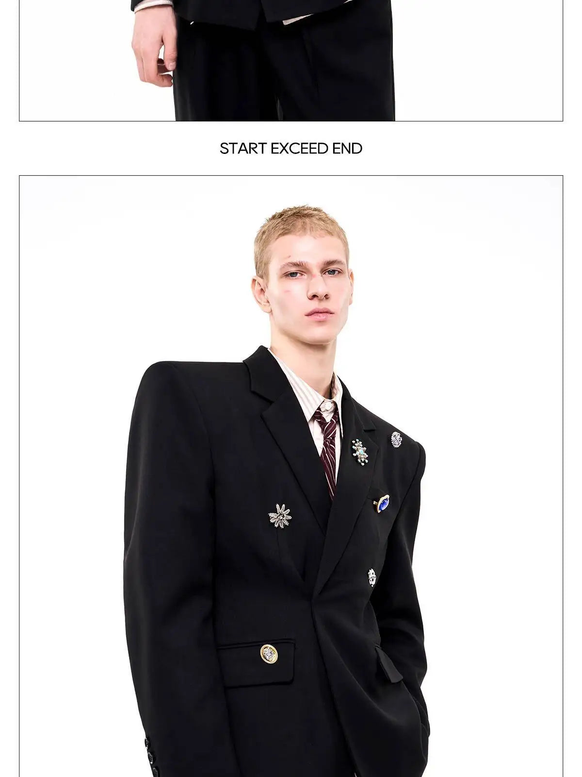 Luxury Temperament Niche Three-dimensional Patchwork Blazer Coat Men's 2025 Autumn Original Shoulder Pad Clothes JY4547
