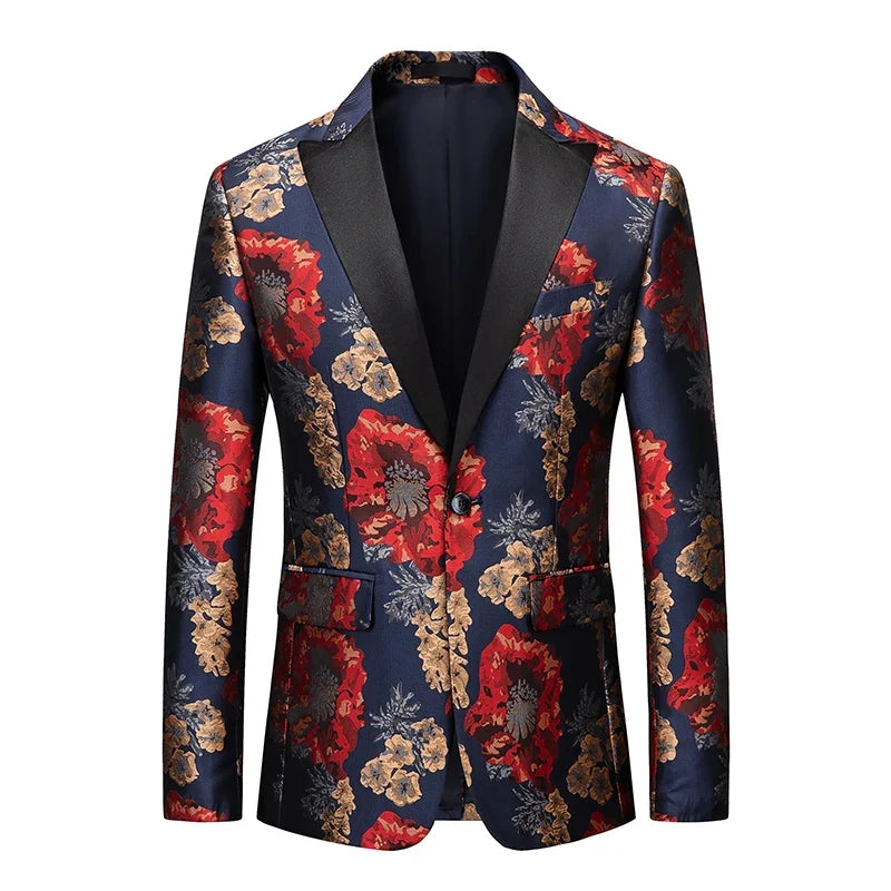 Men's Jacquard Blazer Single Breasted Slim Fit Smart Casual Wedding