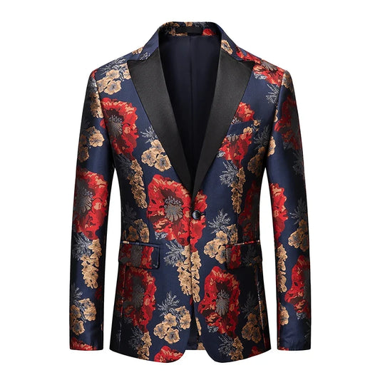Men's Jacquard Blazer Single Breasted Slim Fit Smart Casual Wedding