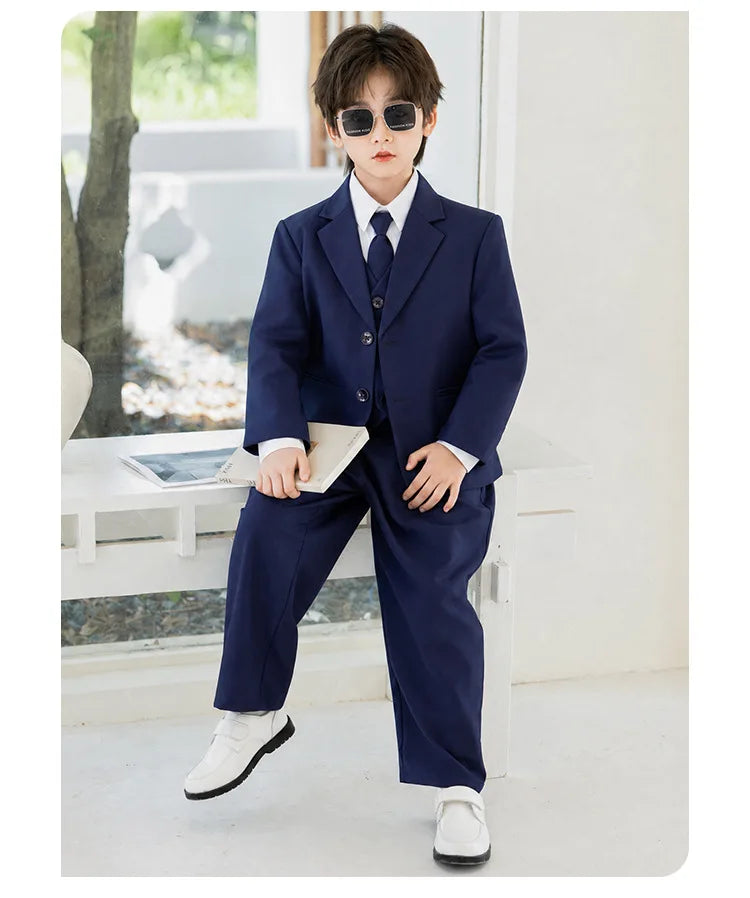 2026 New Flower Boys Wedding Dress Kids Birthday Party Outfit Children's Piano Host Speech Performance Costume