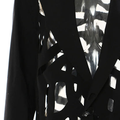 Women Chic Blazer Hollow Out Niche Design Single Button Notched Collar High-end Jacket Fashion Coat New Spring 2026 HK19476