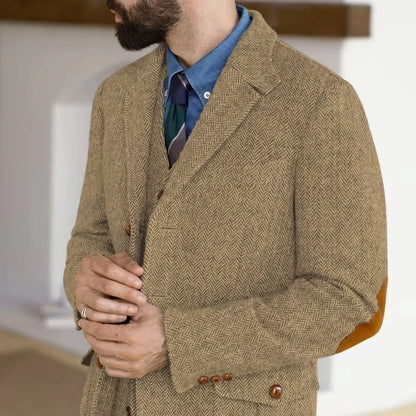 Herringbone Tweed Tweed Hunting Casual Blazers Autumn/Winter Vintage British Men's Suit Jacket Fashionable Gentleman Wedd Attire