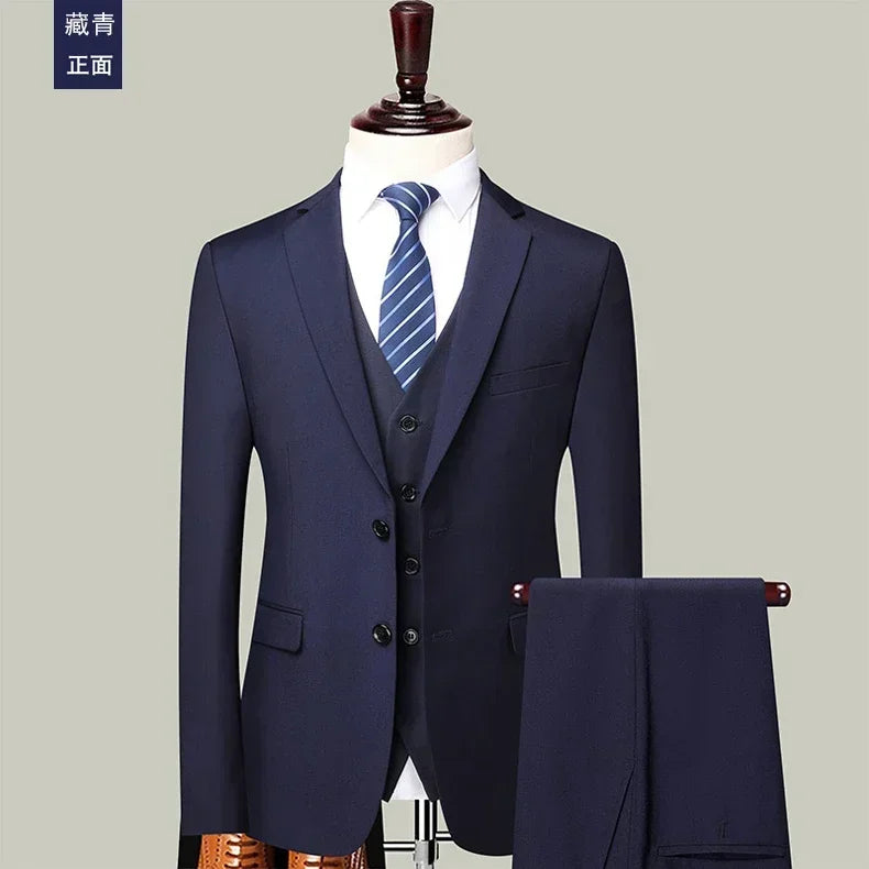 Men's 3-Piece Suit – Slim Fit Blazer Vest Pants Set for Business, Wedding & Casual Wear