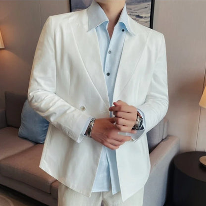 Summer Linen Breathable Suit Jacket Daily Casual Thin Blazers Men's Business Formal Suit Jacket Wedding Groom Coats Men Clothing