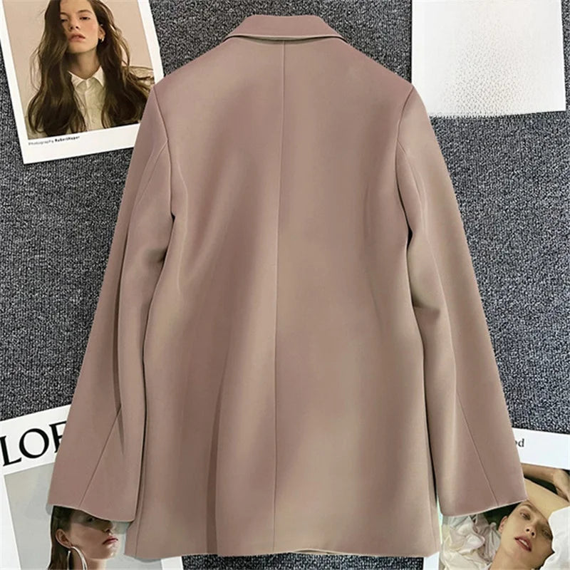 Women's Spring Autumn 2026 Commuter Style Small Suit Jacket Double Row Buttons White Versatile Polyester Fiber Fashion