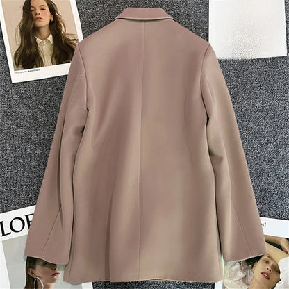 Women's Spring Autumn 2026 Commuter Style Small Suit Jacket Double Row Buttons White Versatile Polyester Fiber Fashion