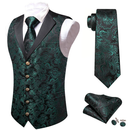 Men's Jacquard Floral Vest & Bowtie Set for Wedding & Formal Events – Yellow