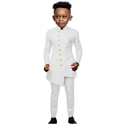 Boys Suit Set 2-Piece Formal Tuxedo for Kids Wedding Party Communion – White, Black & Royal Blue