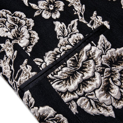 Men's Black Paisley Suits Blazer Jacket Fashion Business Banquet Wedding Party Dress Floral Red Suit Coat Men Clothing