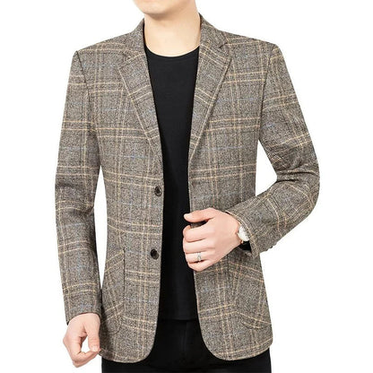 2026 Blazer Men's Fashionable Business Banquet Dance Singer Plaid Fitted Casual Trendy Wedding Banquet Dress Performance Blazer