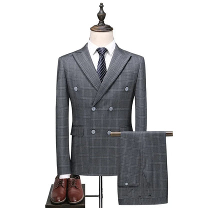 Men's Three-Piece Suit – Double Breasted Slim Fit Formal Suit for Men in Multiple Colors