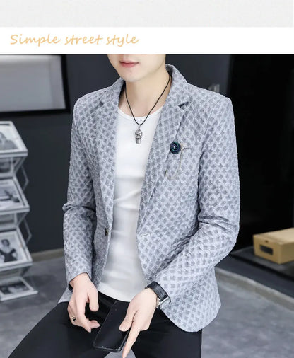 Blazer Men's Fashion Outdoor Travel Gentleman Wedding Slimming Business Versatile Trendy Casual Korean-style Formal Wear Blazer