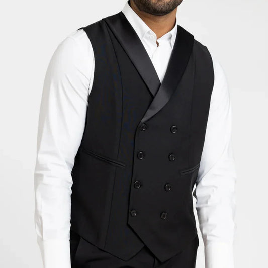 Men's Vest Double Breasted Bright Lapel Waistcoat for Wedding and Business