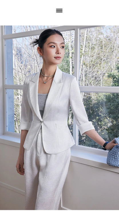 Fashion Office Ladies Blazer and Pants Suit Formal Angola Red Women Jacket Trouser Women Business Work Wear 2 Piece Set