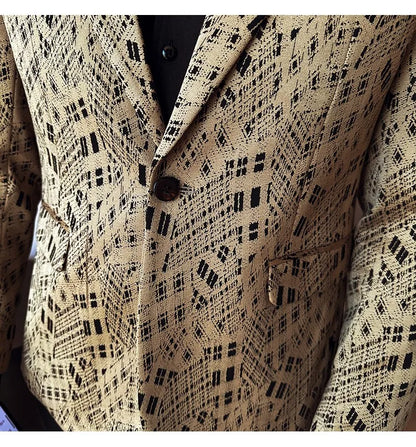 Korean Slim Fit Casual Suit Jacket for Men Fashion Camouflage Business Social Blazers Wedding Streetwear Dress Coat Men Clothing