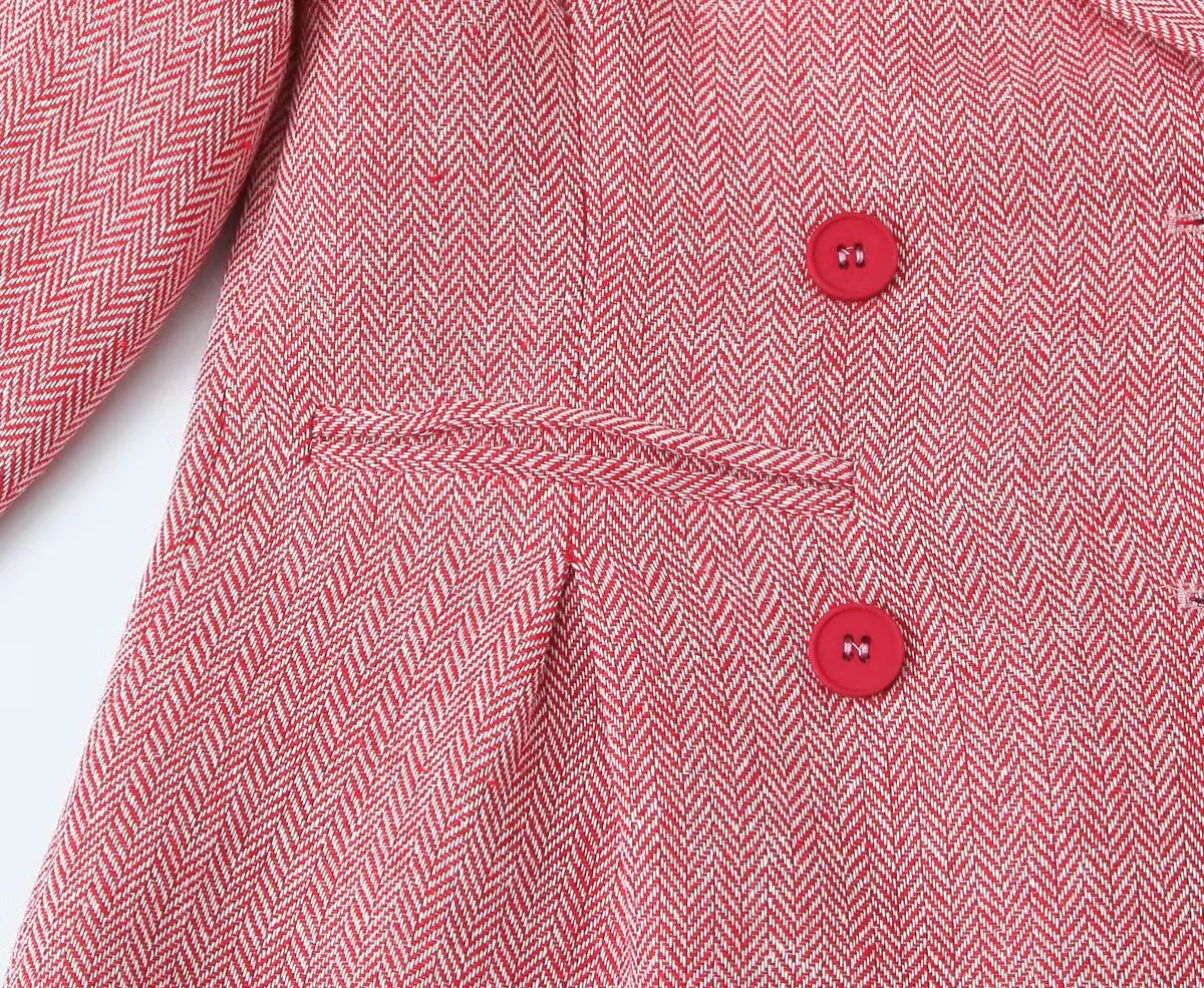 Woman Early Fashion Double Breasted Decoration Waist Blazer Female Spring Slim Long Sleeves Turn-down Collar Commuting Coat