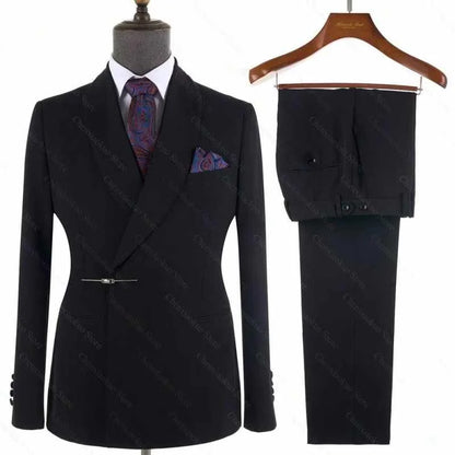 2-Piece Blazer+Pant Men's Wedding Tuxedo Jacket Groomsmen Smoking Business Slim Fit Casual Clothes for Men