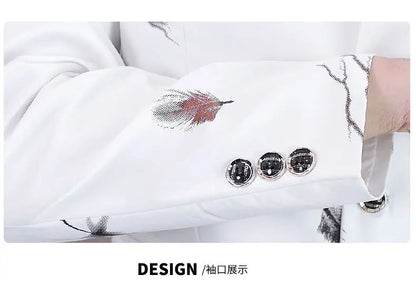 2026 Blazer Fashionable Outdoor Travel Youthful Wedding Versatile Printed Fabric Host Slim-fit Casual Lightweight Men's Blazer