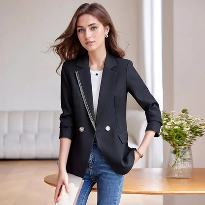 Spring 2025 Fashion Outerwears Blazer Mujer Woman New In Coats Casaco Feminino Double Breasted Office Lady Blazers Jackets Tops