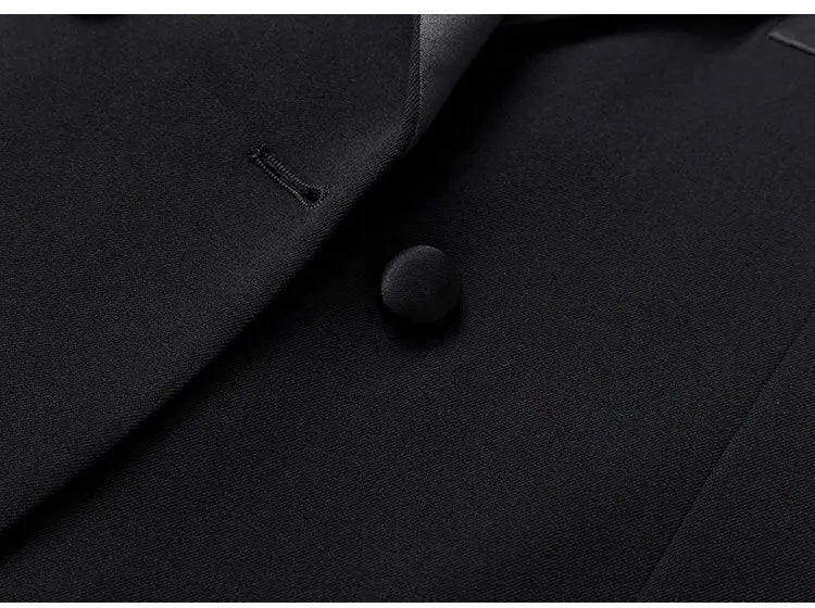 Patchwork Satin Double-breasted Designer Mens Black Blazer Hombre Elegant Groom Wedding Banquets Party Suits Jackets Coats 5XL