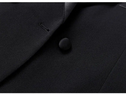 Patchwork Satin Double-breasted Designer Mens Black Blazer Hombre Elegant Groom Wedding Banquets Party Suits Jackets Coats 5XL