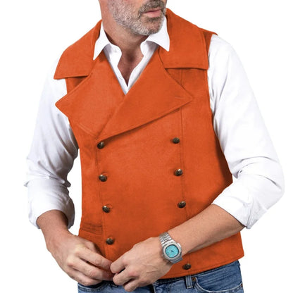 Men's Formal Vest Double Button Frosted Velvet Waistcoat for Weddings and Banquets