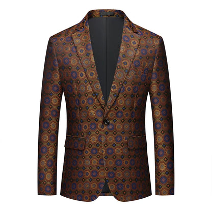 Men's Printed Suit Jacket – Paisley Floral Single Breasted Party Blazer for Men – Plus Size