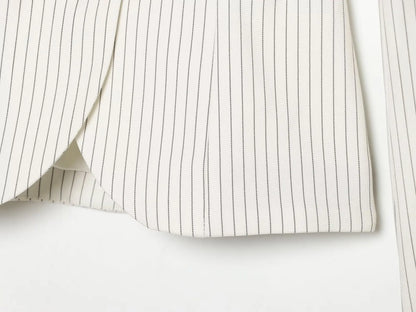 Elegant Women's Striped Blazer With Belt 2026 Spring Autumn Lapel Long Sleeves Single Breasted Slim Trendy Office Lady Suit