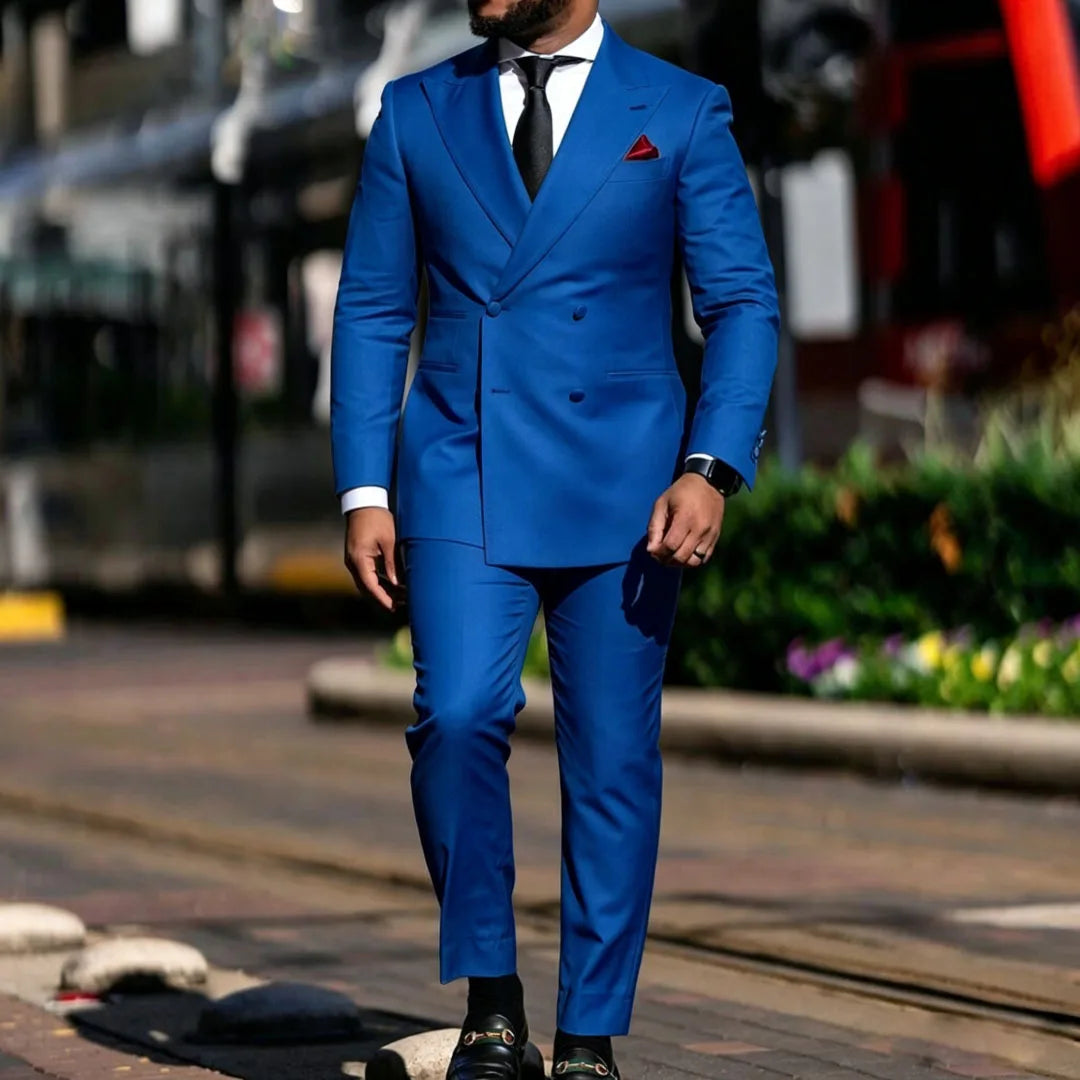 Men Suit Yellow 2 Pieces Double Breasted Solid With Lapel For Wedding Groom Banquet Party Prom Business Work Office Jacket Pants