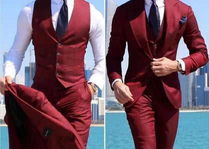 Costumes de mariage élégants, coupe ajustée pour marié, 3 pièces, costume de garçons d'honneur, veste, gilet, pantalon formel pour homme, pas cher.