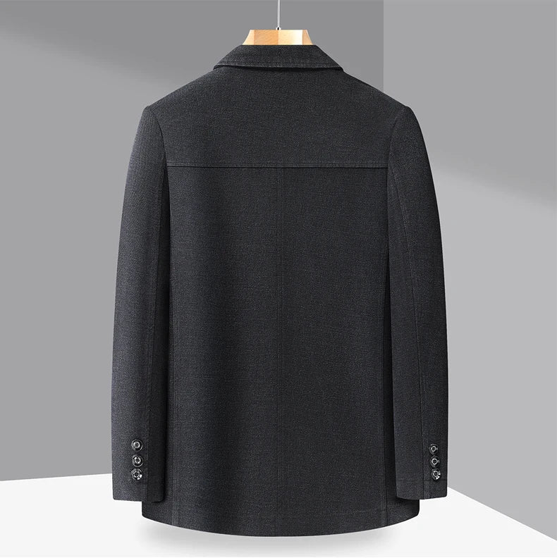 Men's Plus Size Denim Blazer – Smart Casual Single-Breasted Jacket for Big & Tall Men in Black & Blue