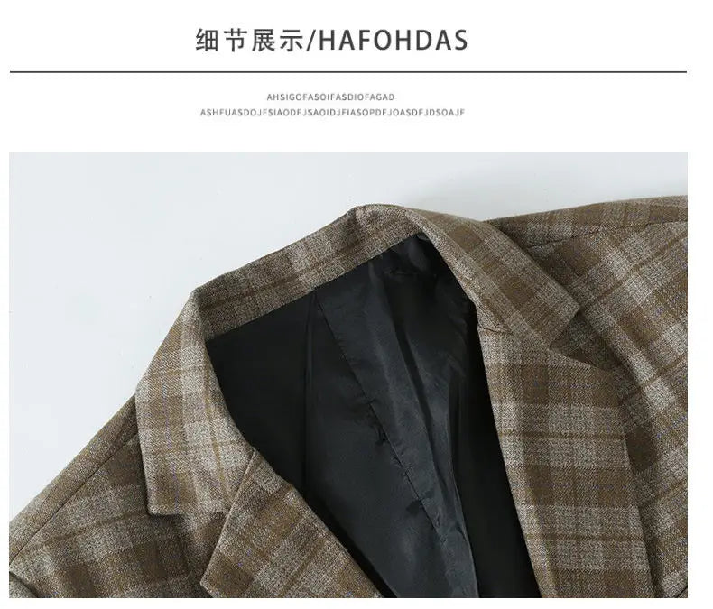 Men's Smart Casual Plaid Blazer – Single Breasted, Slim Fit, Spring Autumn