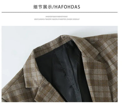 Men's Smart Casual Plaid Blazer – Single Breasted, Slim Fit, Spring Autumn