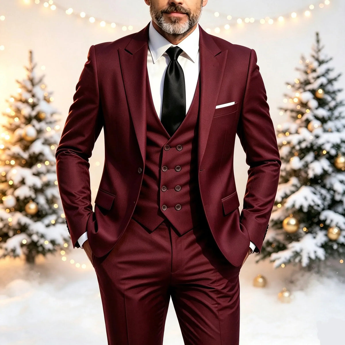 Costume trois pièces coupe slim pour hommes, idéal pour les professionnels, les garçons d'honneur, les mariés et les hommes assistant à des dîners de gala ou à des bals