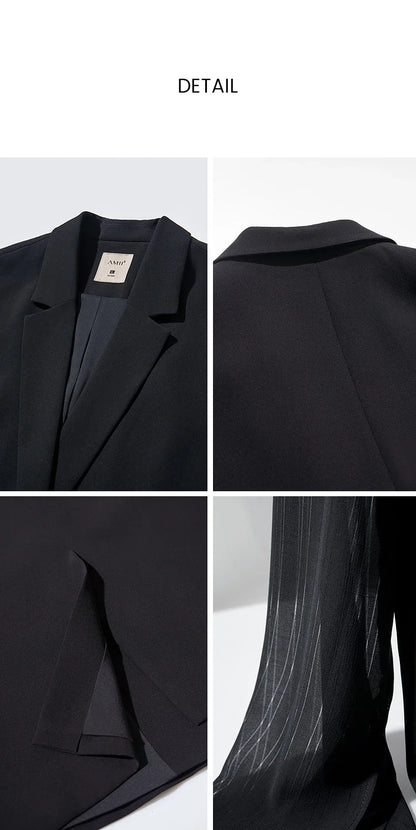 Women's Coat Autumn Autumn Fashion Turned Over Collar Color-block Spliced Fabric Casual Loose Blazers For Woman 12641083