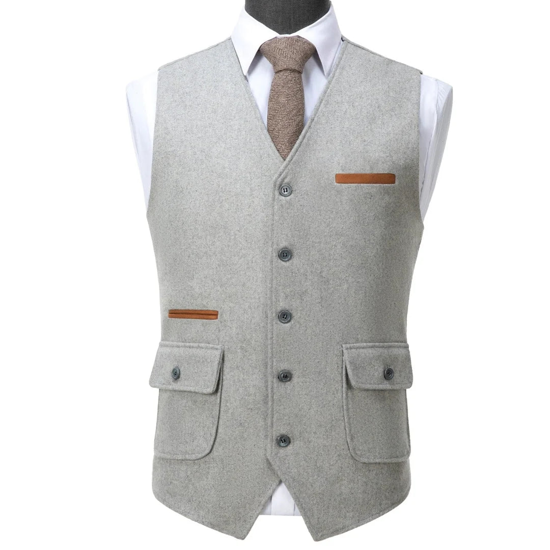 Men's Suit Vest V-Neck Single Button Waistcoat for Wedding, Business & Formal Occasions