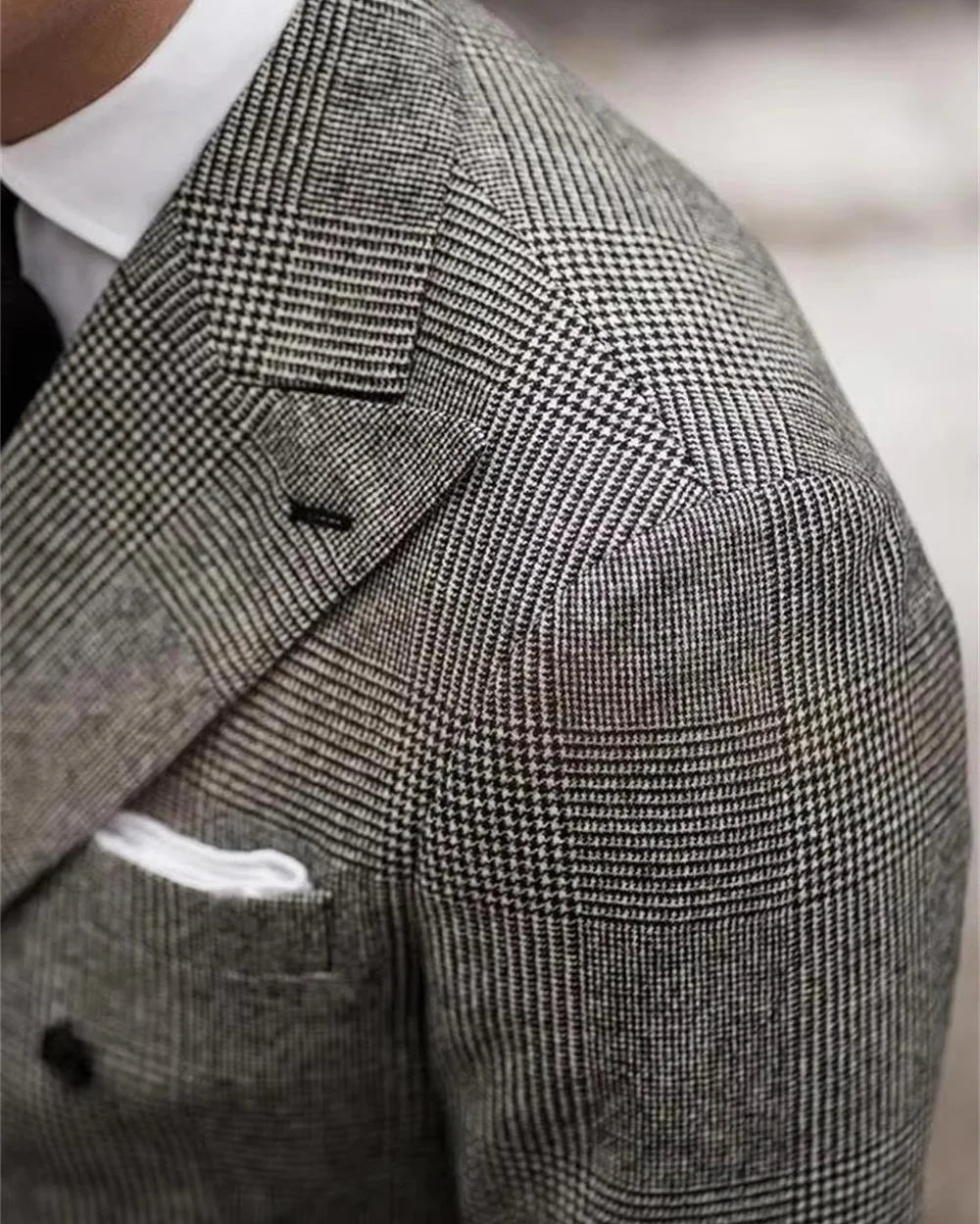 British Style Patterned Men's Suit 2 Piece (Jacket+Pants) Double Breasted Regular Fit Peak Lapel Business Wedding Banquet Suits