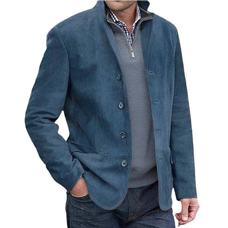 Fall Winter Men's Casual Lapel Coat Vintage Style Cross-Border Fashion Outerwear Straight Hemline Long Sleeve Adult Winter Coat
